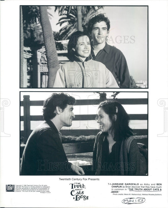 1996 Hollywood Actors Janeane Garofalo & Ben Chaplin Press Photo - Historic Images