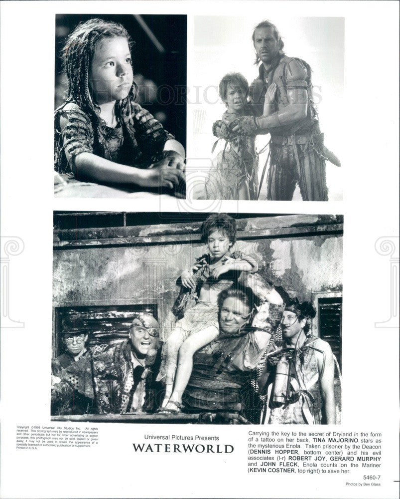 1995 Actors Tina Majorino/Dennis Hopper/Robert Joy/Kevin Costner Press Photo - Historic Images