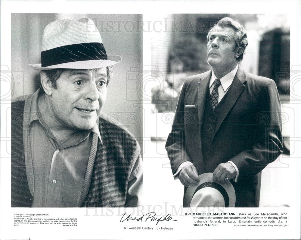 1992 Hollywood Actor Marcello Mastroianni in Used People Press Photo - Historic Images