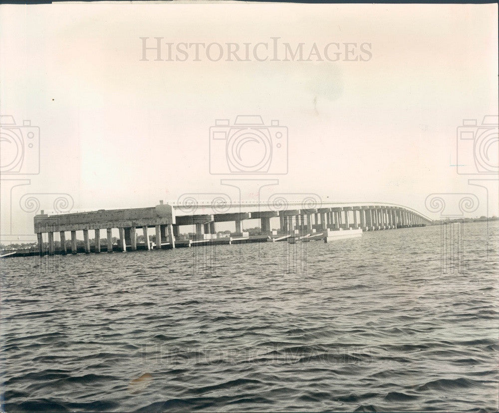 1957 Bradenton-Palmetto, Florida Unconnected Manatee River Bridge Press Photo - Historic Images