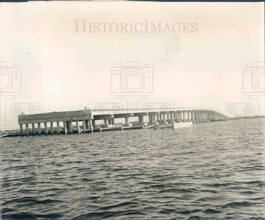 1957 Bradenton-Palmetto, Florida Unconnected Manatee River Bridge Press Photo - Historic Images