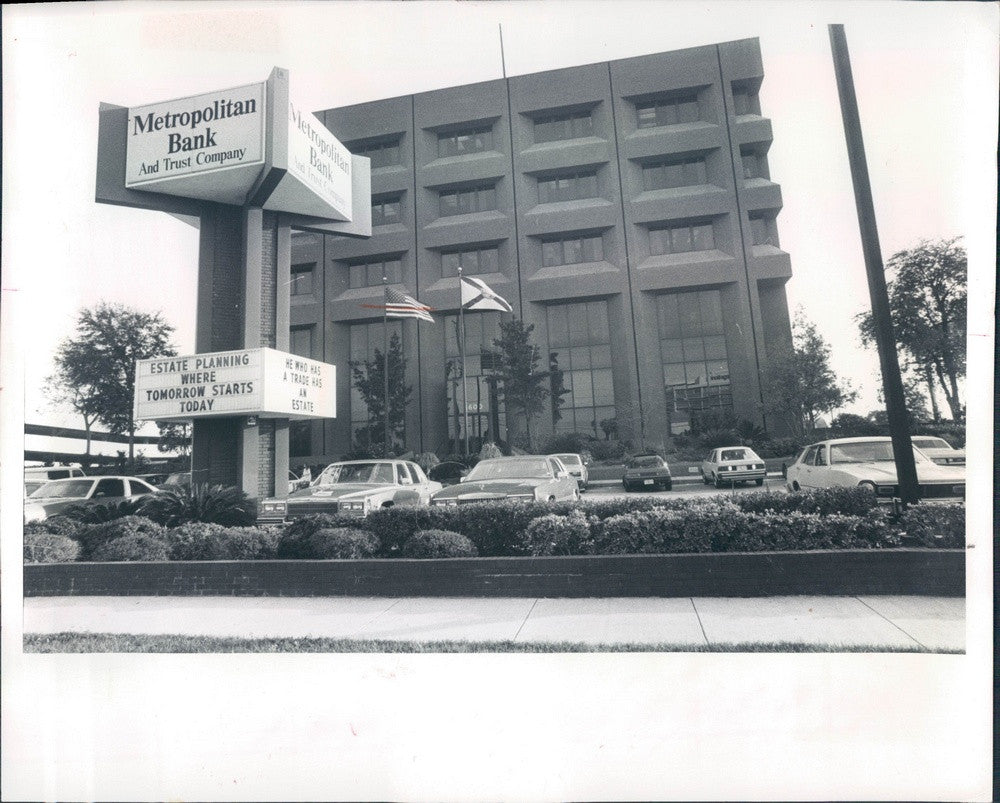 1982 Tampa, Florida Metropolitan Bank and Trust Co, W Cypress St Press Photo - Historic Images