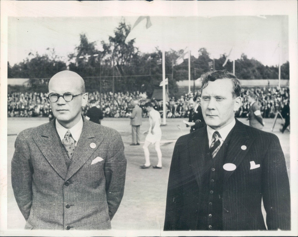 1938 Finland Athletic Union Head Urho Kekkonen &amp; Aku Kuusisto Press Photo - Historic Images