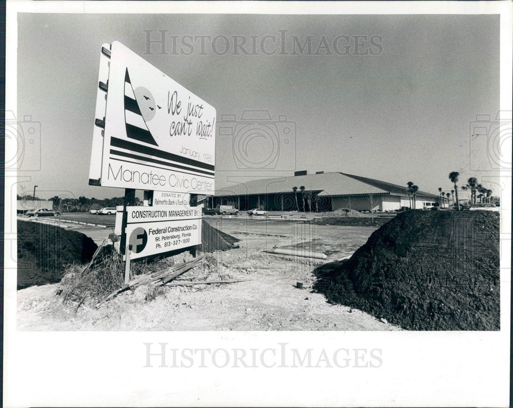 1985 Palmetto, Florida Manatee Civic Center Press Photo - Historic Images