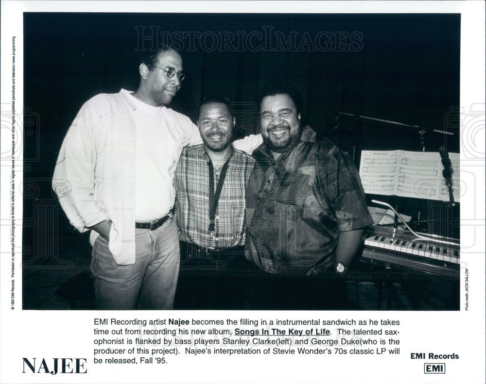 1995 Jazz Saxophonist/Flautist Najee w/ Stanley Clarke &amp; George Duke Press Photo - Historic Images