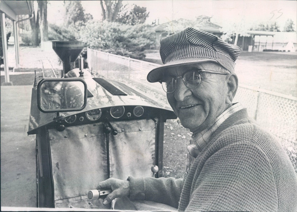 1967 Denver, CO City Park Pioneer Railroad Engineer Carl Carlson Press Photo - Historic Images