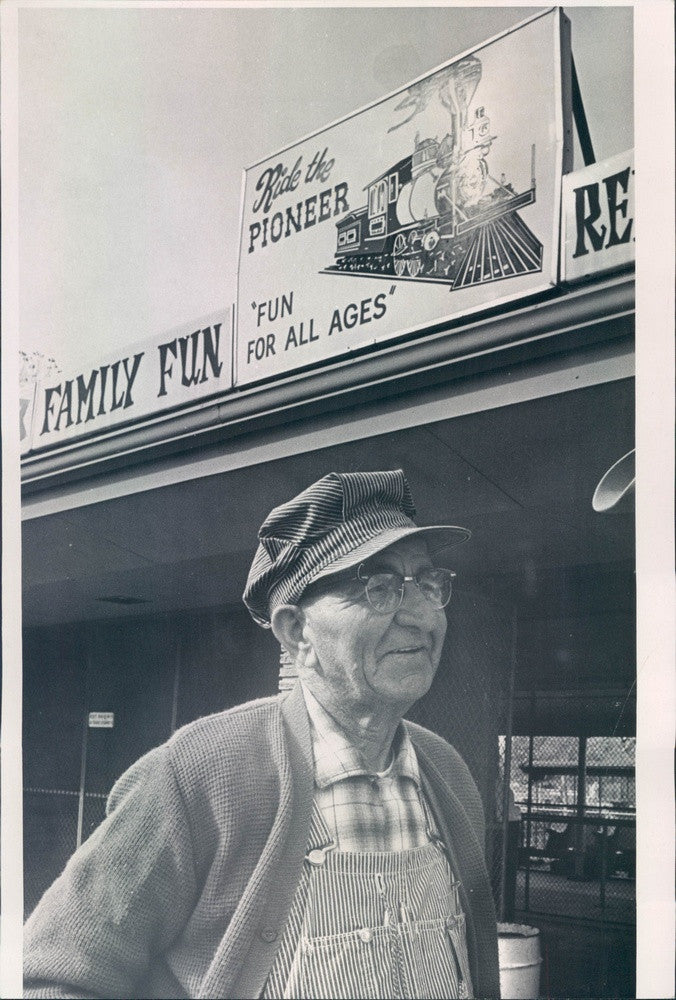 1967 Denver, CO City Park Pioneer Railroad Engineer Carl Carlson Press Photo - Historic Images