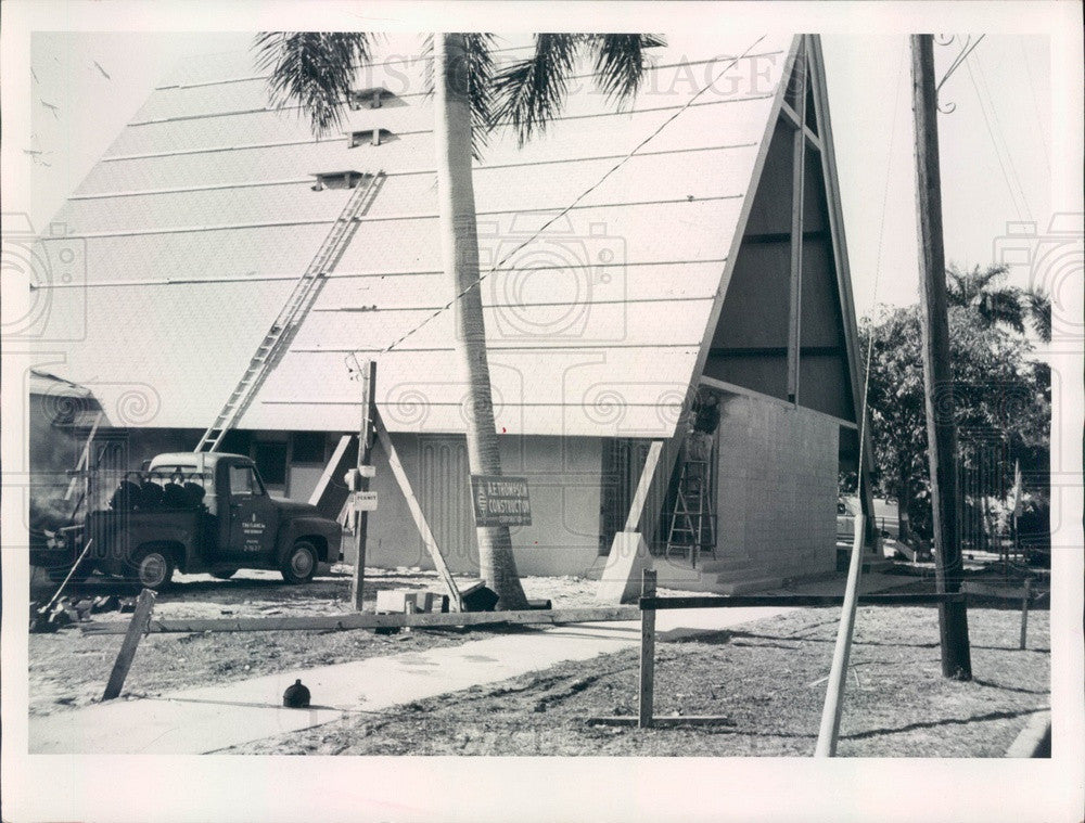 1962 Punta Gorda, FL First United Presbyterian Church Construction Press Photo - Historic Images