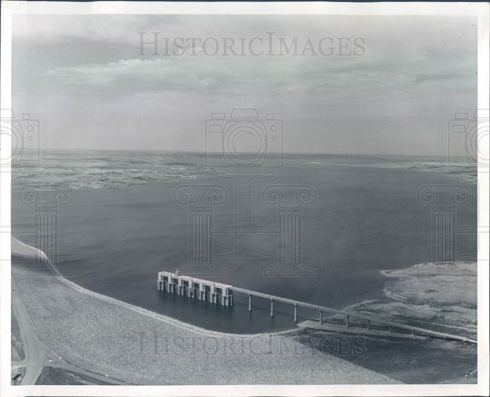 1967 South Dakota, Oahe Reservoir, Intake Tunnel Aerial View Press Photo - Historic Images