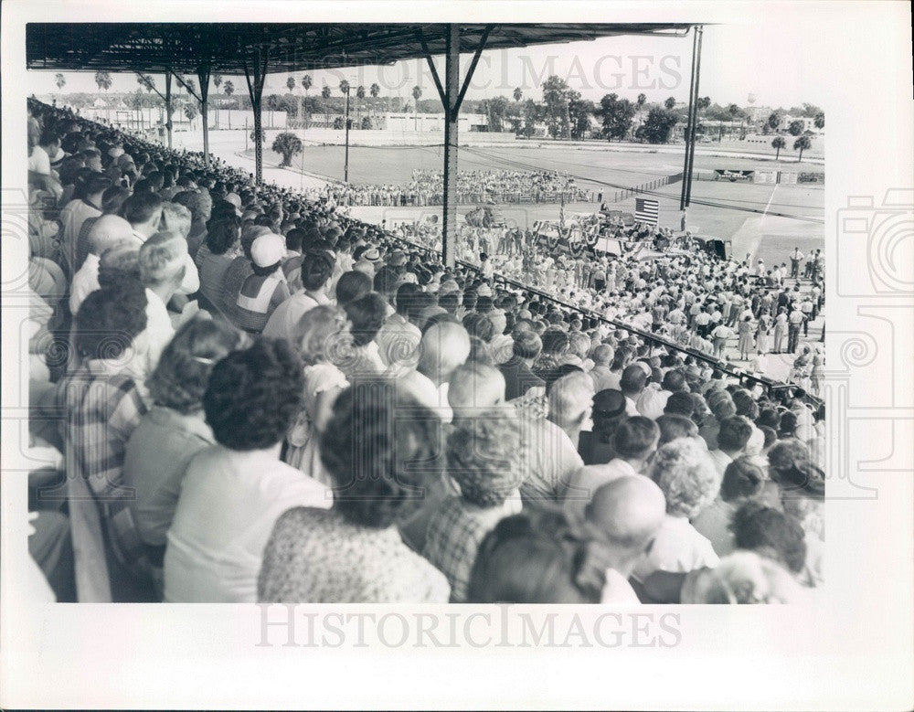 Undated US President Dwight Eisenhower Addressing Crowd at Tampa, FL Press Photo - Historic Images