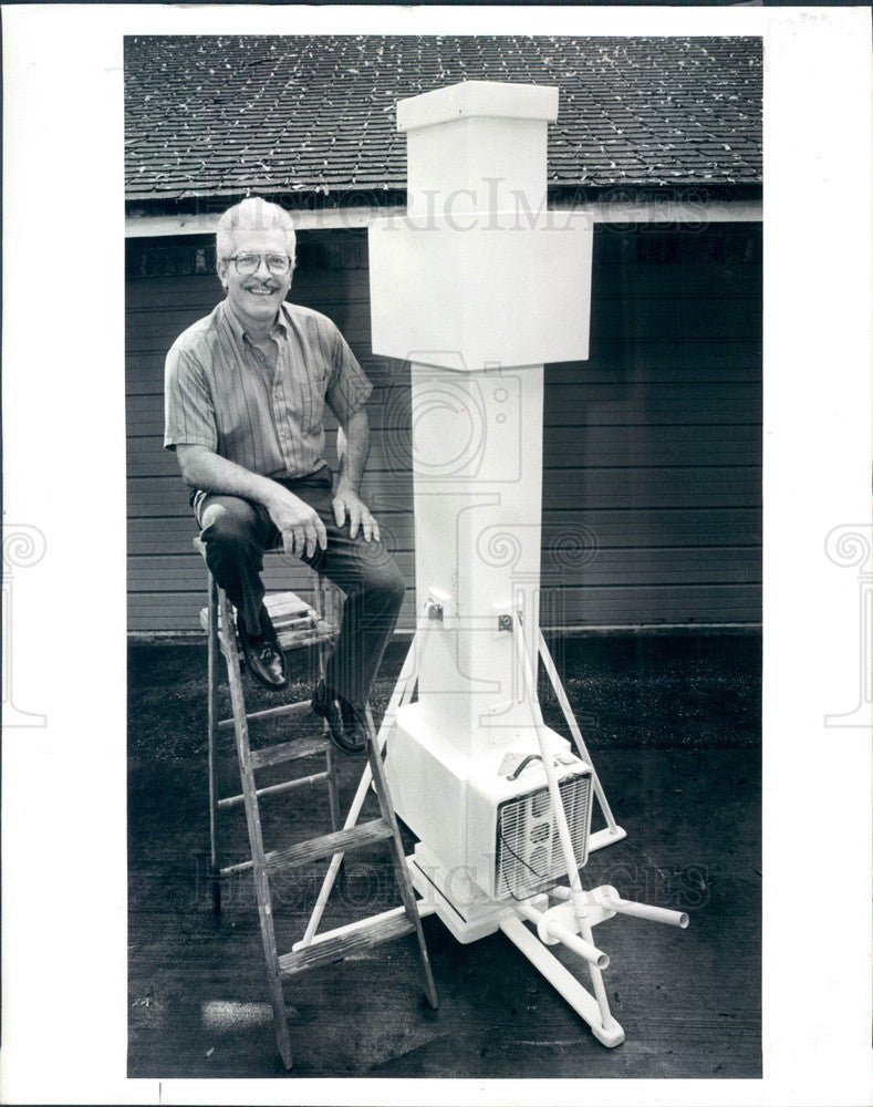 1987 Clearwater, FL Inventor Frank Collura &amp; Evaporative Air Cooler Press Photo - Historic Images