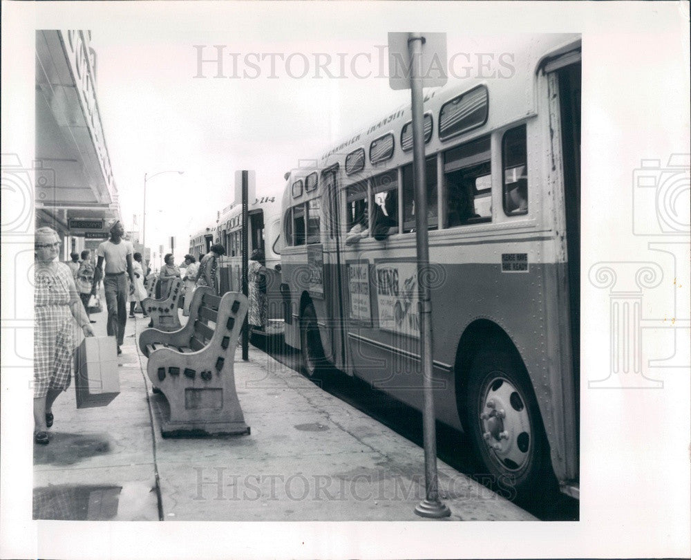 1962 Clearwater, Florida Downtown Bus Stop Press Photo - Historic Images
