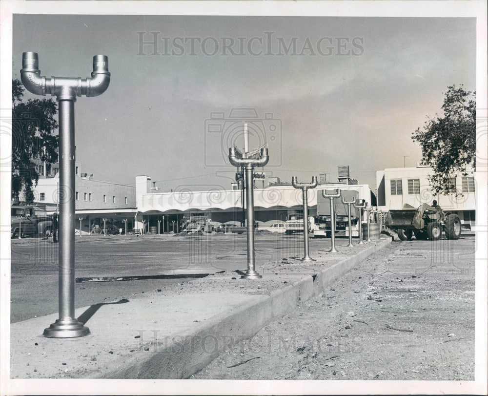 1964 Clearwater, Florida Downtown Parking Meter Posts, S Garden Ave Press Photo - Historic Images