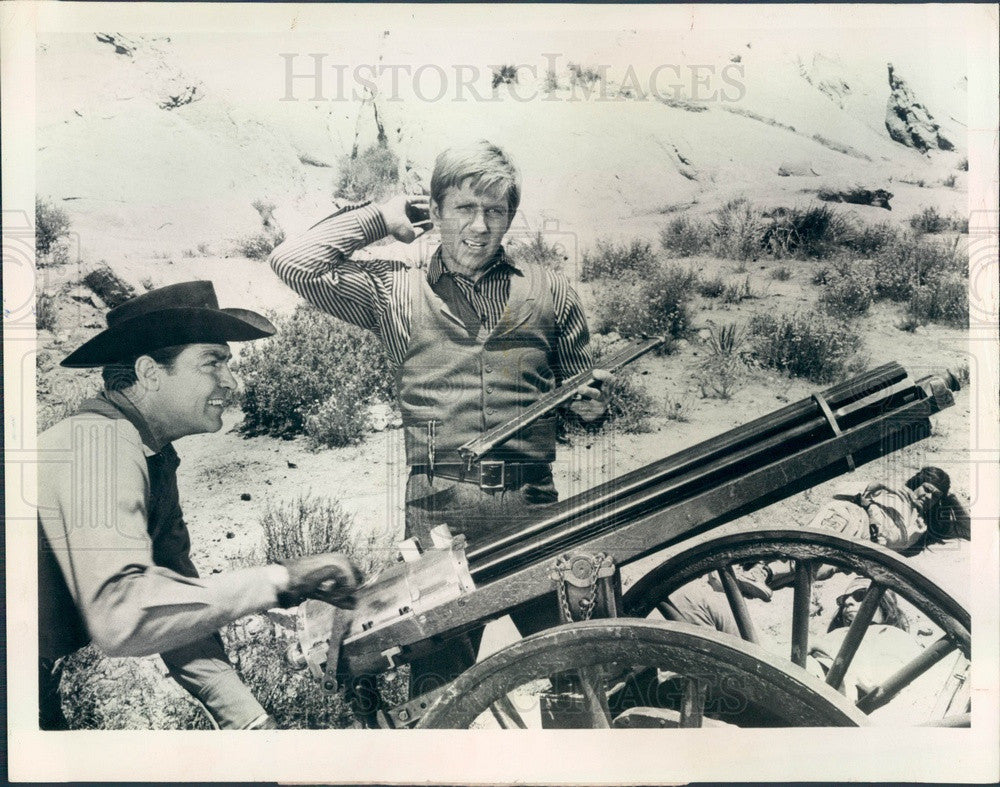 1967 Actors Gary Collins &amp; Dale Robertson on TV Show Iron Horse Press Photo - Historic Images