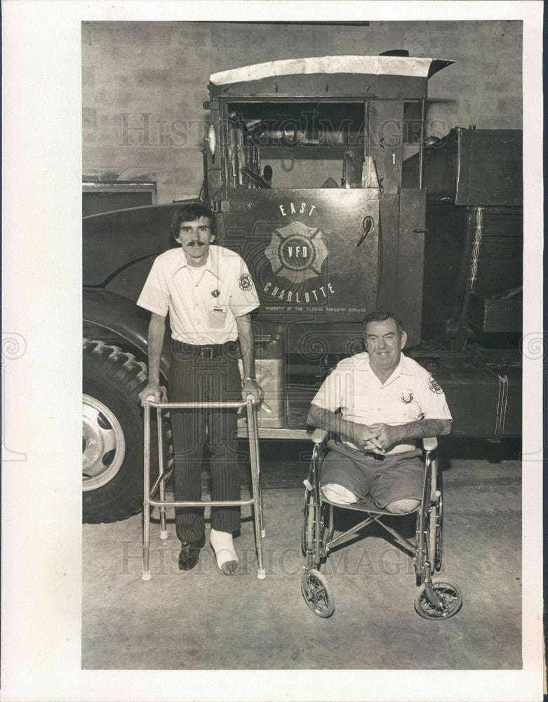 1973 E Charlotte County, FL Fire Chief Eddie Colwell &amp; Bobby Long Press Photo - Historic Images