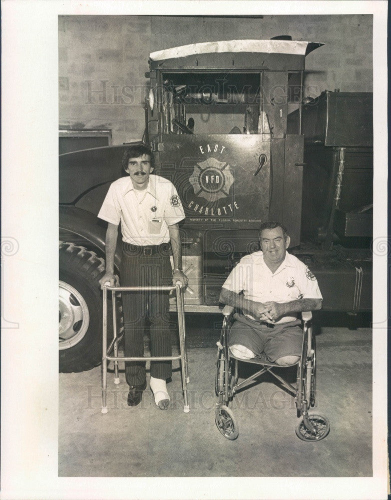 1973 E Charlotte County, FL Fire Chief Eddie Colwell & Bobby Long Press Photo - Historic Images