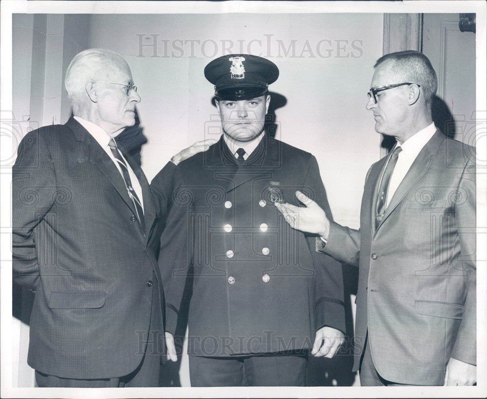 1966 Detroit, Michigan Policemen Charles, Ronald & Ronald Rhodes Jr Press Photo - Historic Images