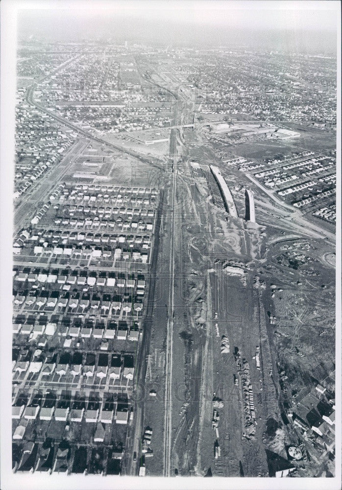 1966 Detroit, Michigan I-75 Seaway Freeway Construction Aerial View Press Photo - Historic Images