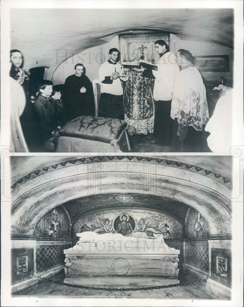 Undated Rome, Pope Pius XI in Final Resting Place, Cardinal Schuster Press Photo - Historic Images