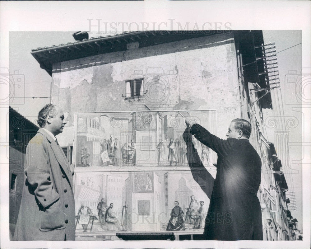 1954 Florence, Italy Artist Mario Romoli Paints Fresco Press Photo - Historic Images