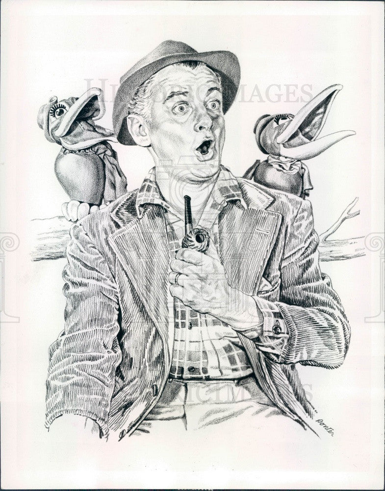 1959 Hollywood Actor Art Carney Caricature Press Photo - Historic Images