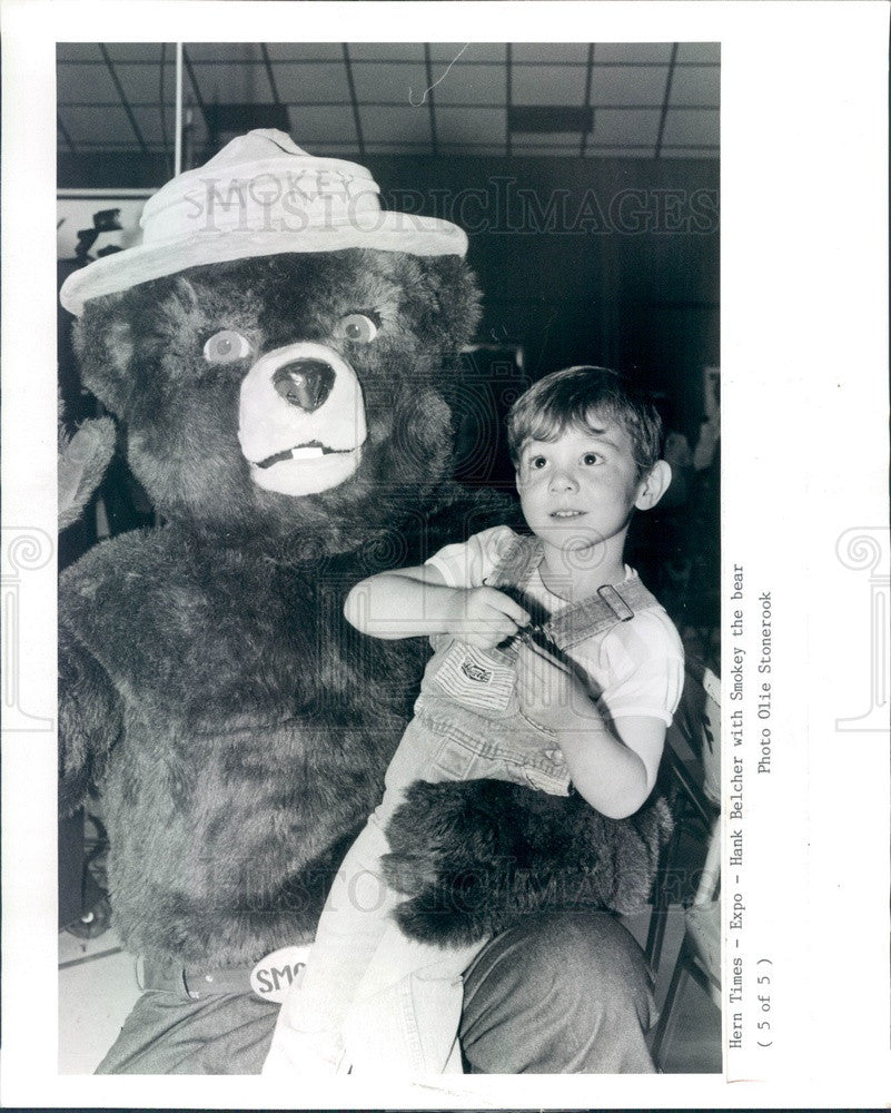 1990 Brooksville, Florida Smokey the Bear &amp; Hank Belcher Press Photo - Historic Images