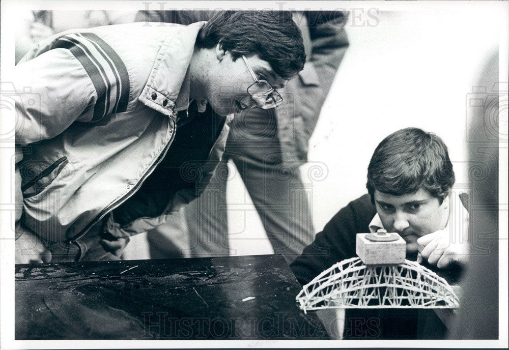 1983 University of Detroit Toothpick Bridge Building Contest Press Photo - Historic Images