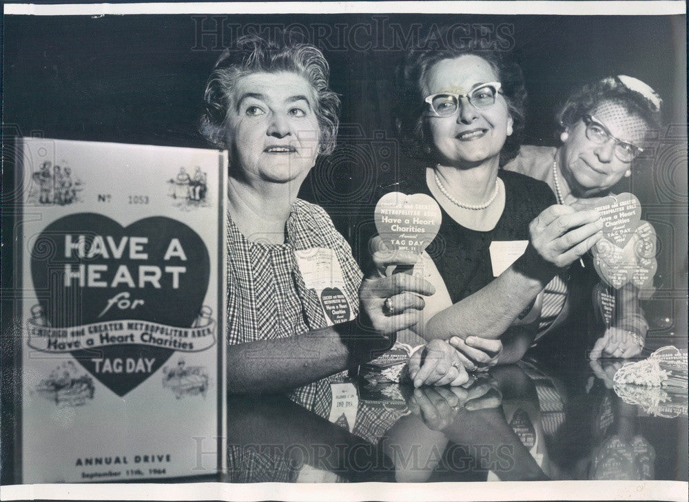 1964 Chicago, Illinois Have a Heart Tag Day Organizers Press Photo - Historic Images