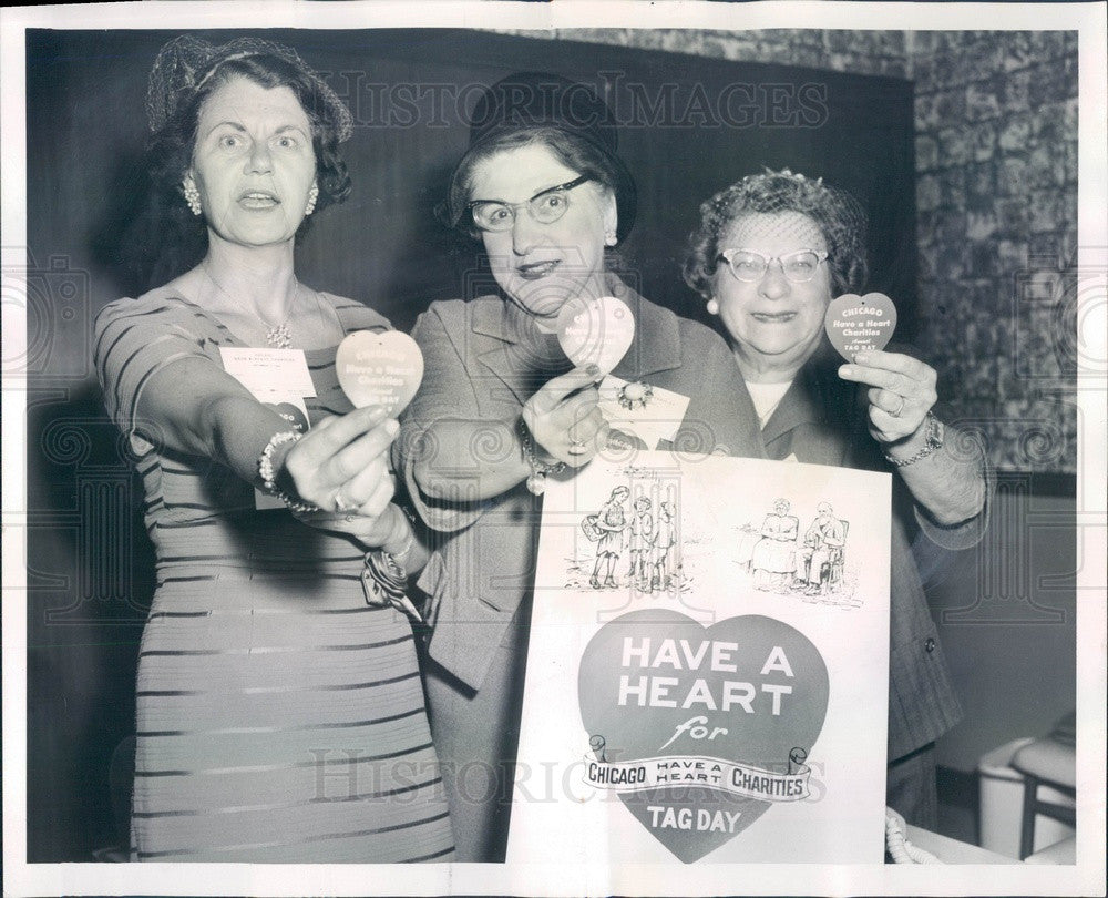1962 Chicago, Illinois Have a Heart Tag Day Organizers Press Photo - Historic Images