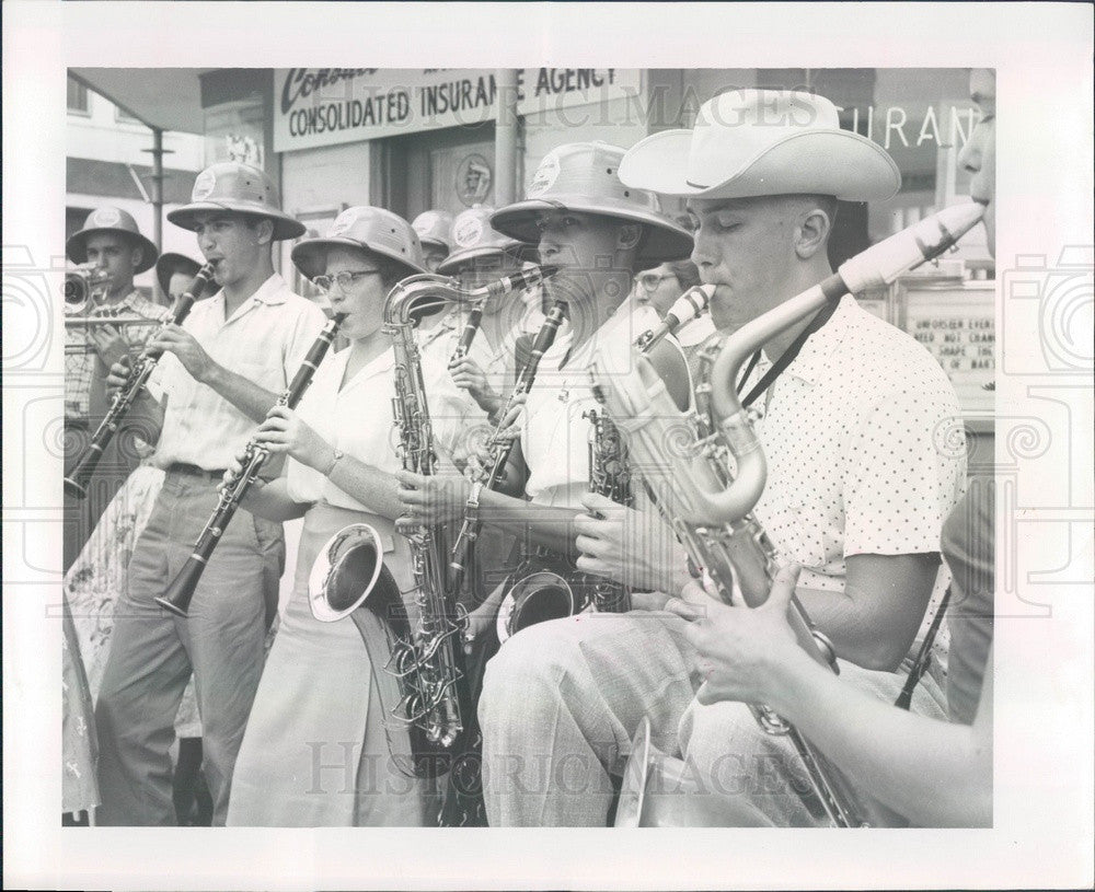1956 St Petersburg, Florida Funtime, SPHS Band Members Press Photo - Historic Images