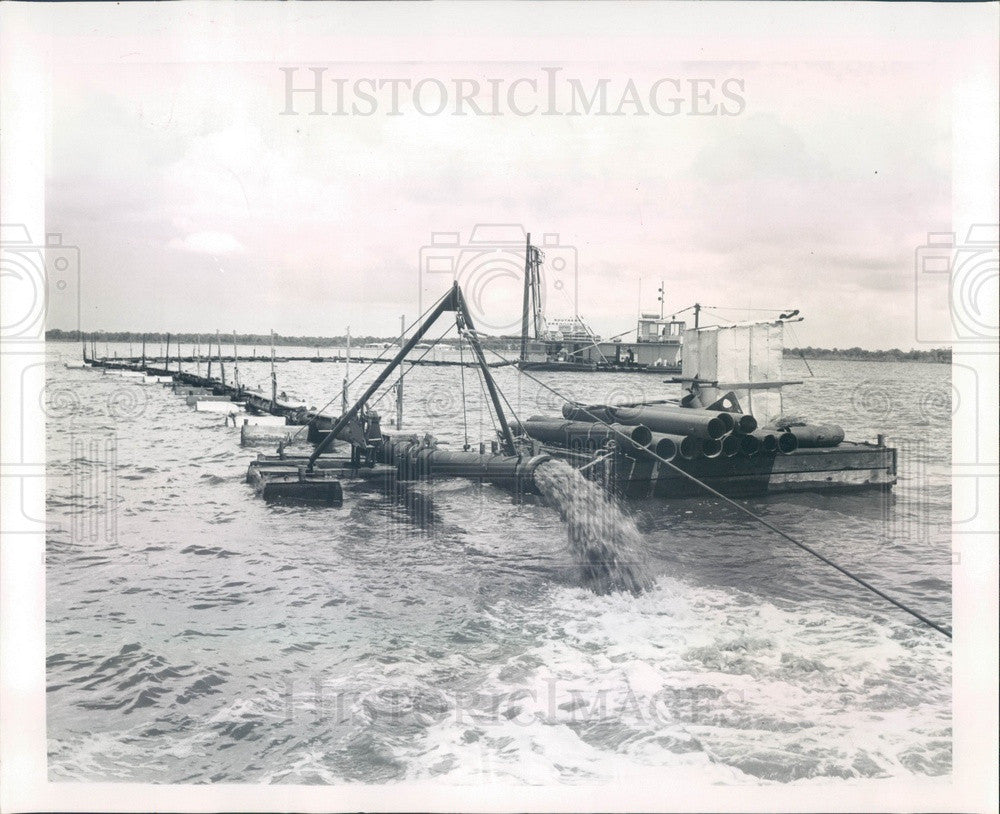 1966 Tarpon Springs, Florida Fred C Howard Park Beach Dredging Press Photo - Historic Images