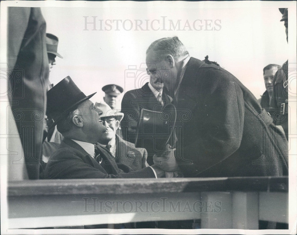 1936 US President FD Roosevelt & French Ambassador Andre Laboulaye Press Photo - Historic Images