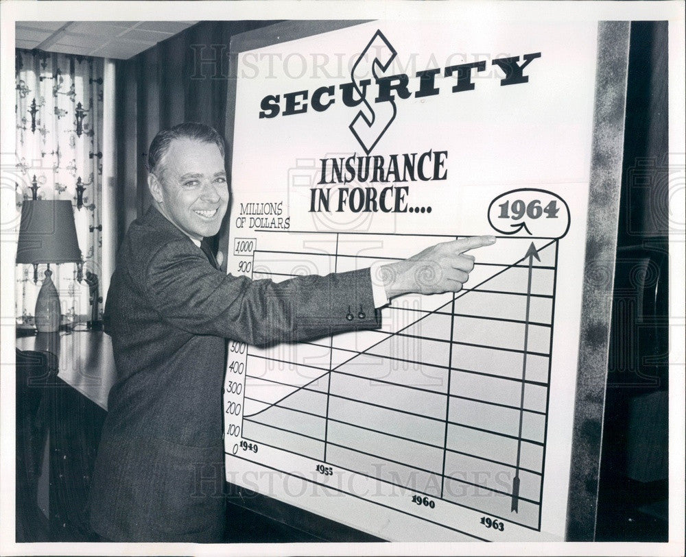 1964 Denver, Colorado Security Life Insurance President Burr Betts Press Photo - Historic Images