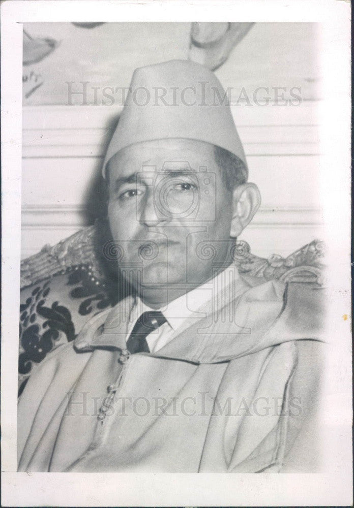 1955 Sultan of Morocco Mohammed Youssef Press Photo - Historic Images