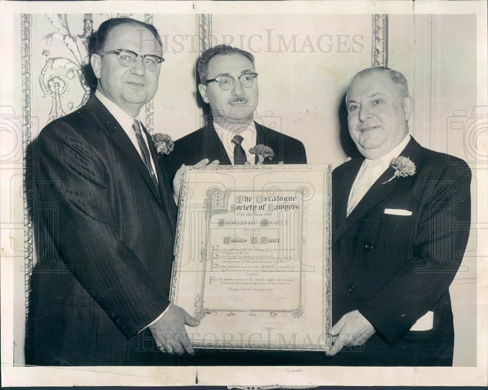 1961 Chicago, Illinois Judge Julius Miner & L Louis Karton Press Photo - Historic Images