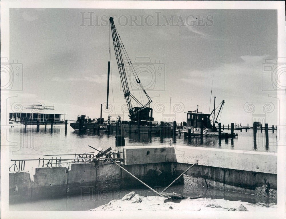 1960 Dunedin, Florida Marina Construction Press Photo - Historic Images