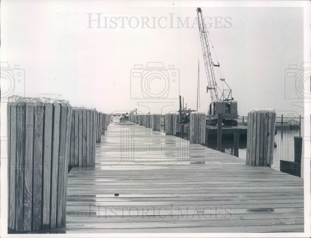 1960 Dunedin, Florida Marina Pilings Getting Covering Press Photo - Historic Images