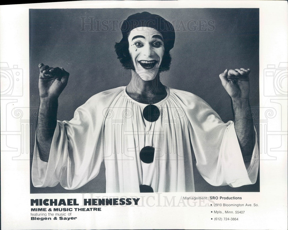 1976 Mime Artist Michael Hennessey Press Photo - Historic Images