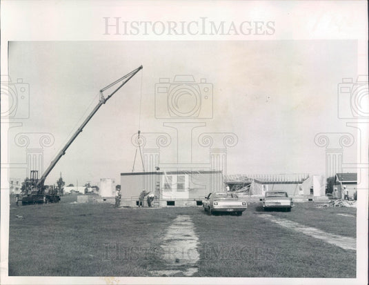 1969 Sarasota County, FL Pre-Fab Portable Classrooms Going Up Press Photo - Historic Images