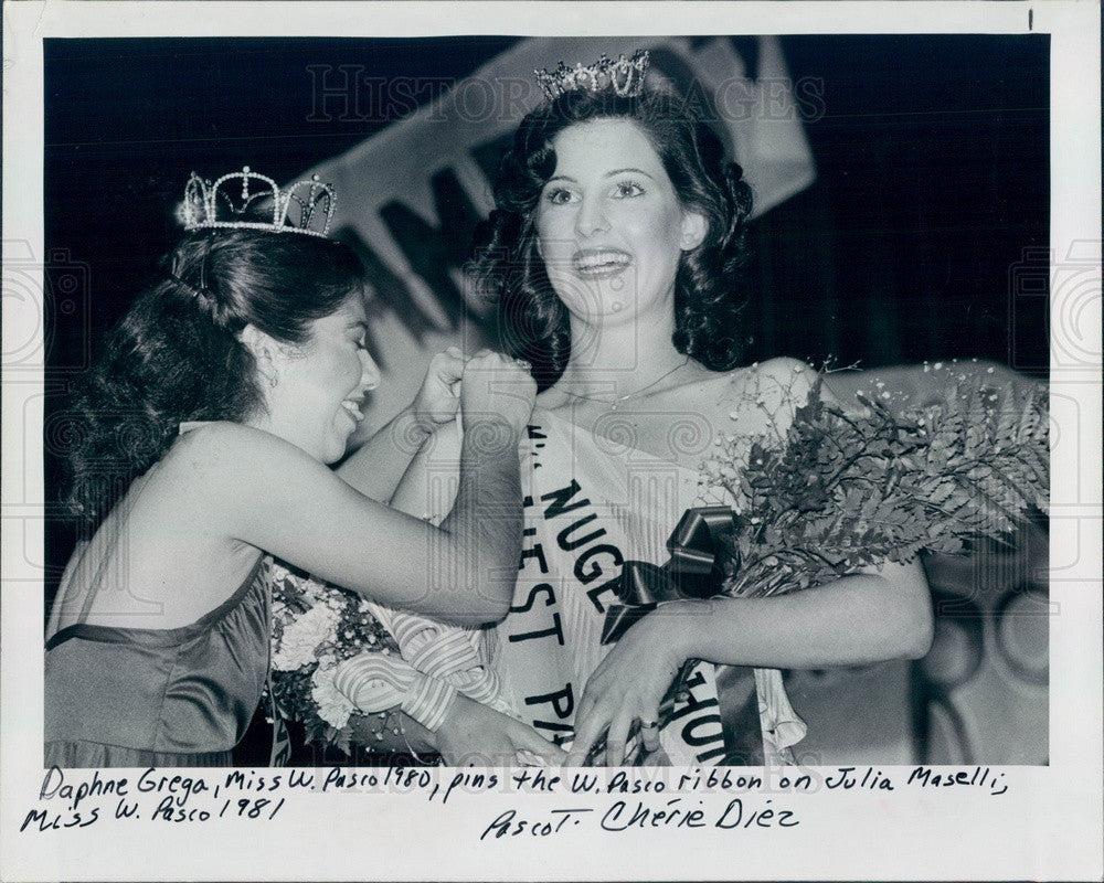 1981 Florida, Miss West Pasco 1981 Julia Maselli &amp; 1980 Daphne Grega Press Photo - Historic Images