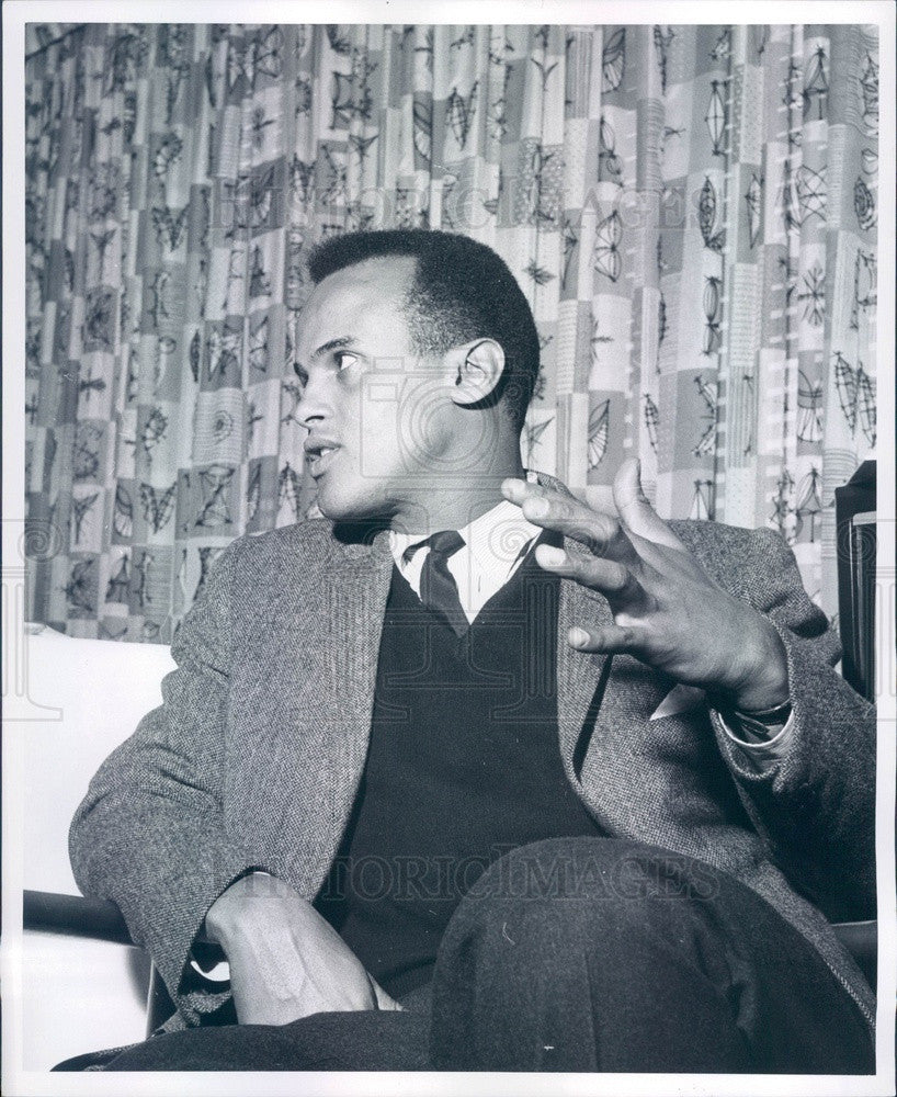 1960 American Singer/Actor Harry Belafonte Press Photo - Historic Images