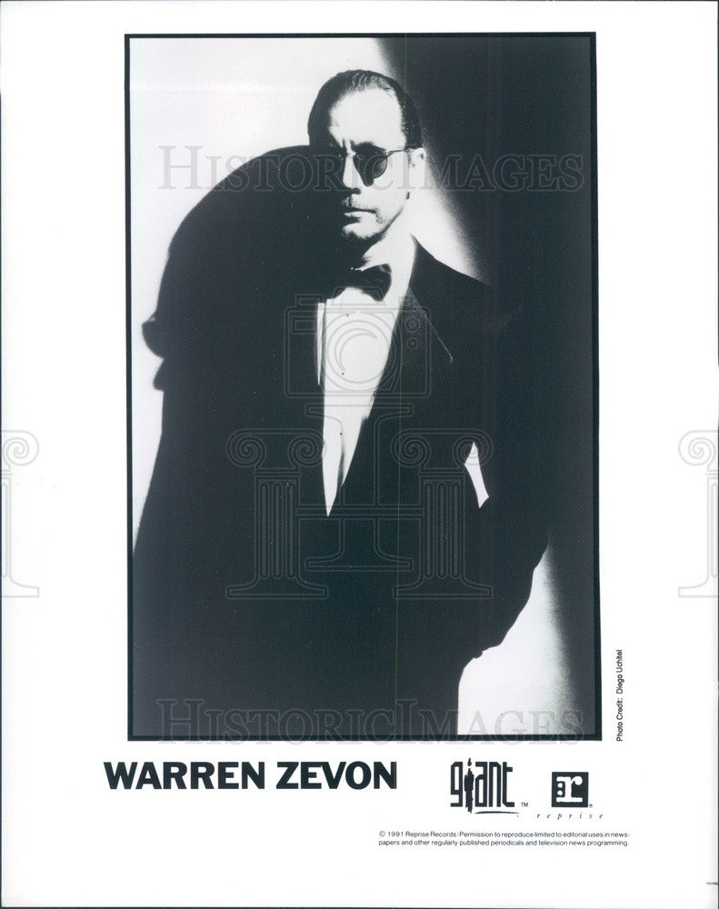 1992 Singer Warren Zevon Press Photo - Historic Images