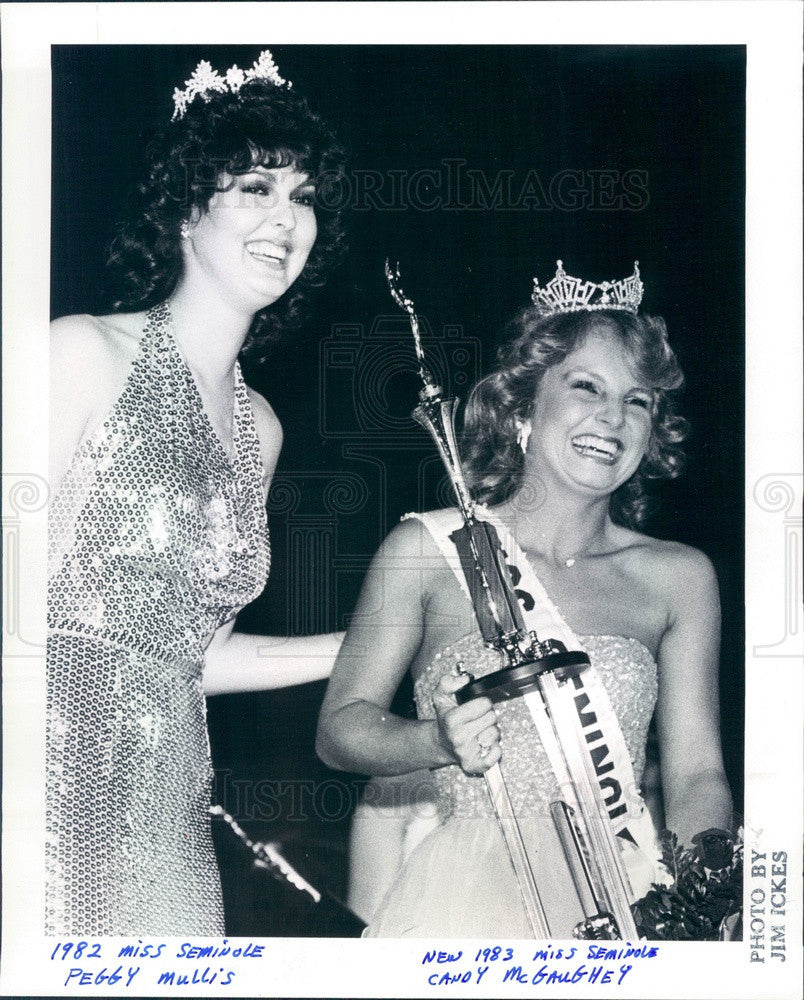 1983 Miss Seminole, Florida 1982 Peggy Mullis & 1983 Candy McGaughey Press Photo - Historic Images