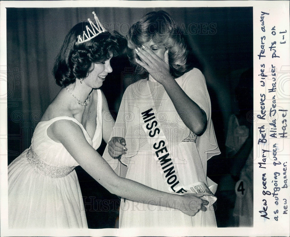 1977 Miss Seminole, FL 1977 Mary Beth Reeves & 1976 Alida Hauser Press Photo - Historic Images