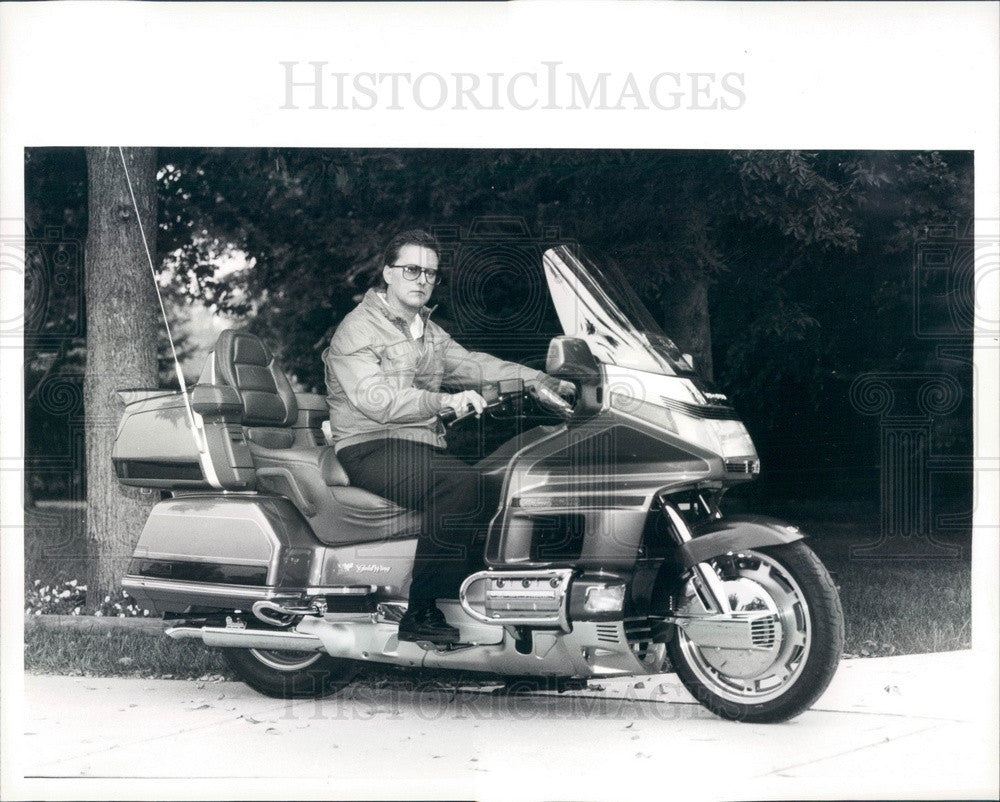 1991 Detroit, Michigan Honda Touring Bike &amp; Dennis Lockheart Press Photo - Historic Images