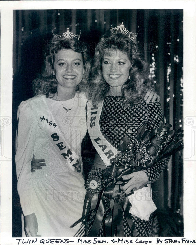 1984 Miss Seminole, FL Melissa Moon & Miss Largo Melanie Moon Press Photo - Historic Images