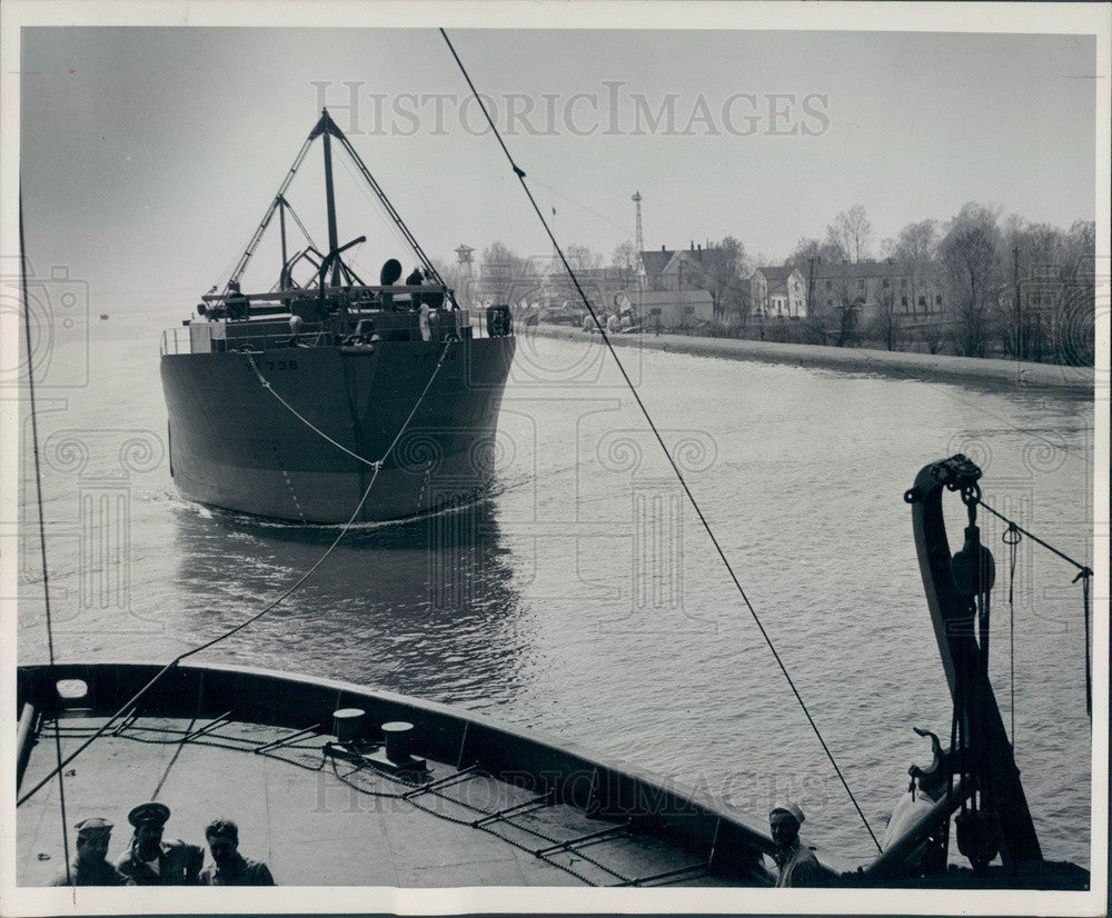 1945 US Navy YF Ship, Floating Factory Repair Ship Press Photo - Historic Images