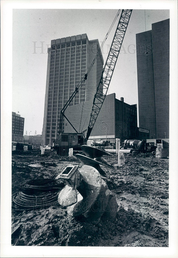 1984 Detroit, Michigan Rapid Transit People-Mover Construction Press Photo - Historic Images