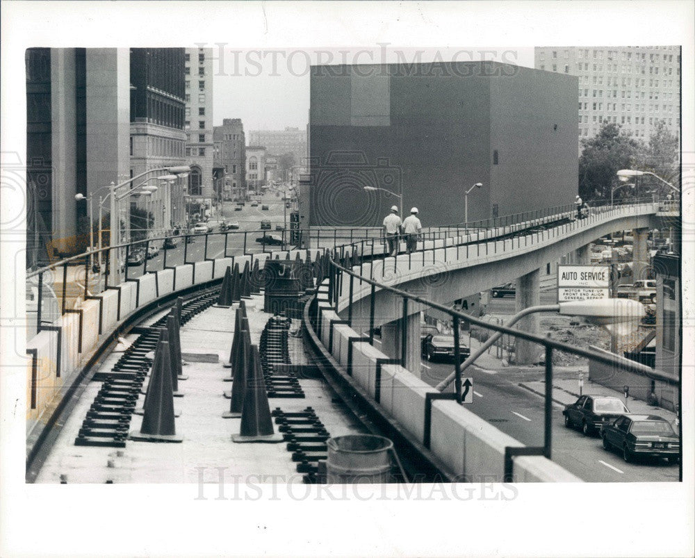 1986 Detroit, Michigan Rapid Transit People-Mover Construction Press Photo - Historic Images