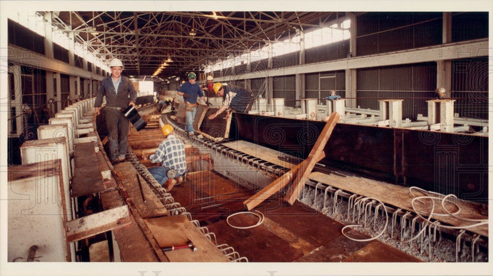 1984 Detroit, Michigan Rapid Transit People-Mover Construction Press Photo - Historic Images
